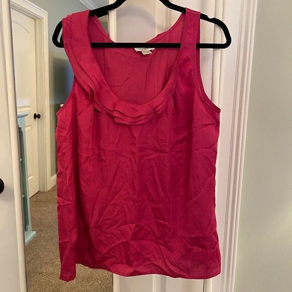Ann Taylor Loft hot pink top with ruffle detail size L - Picture 2 of 11